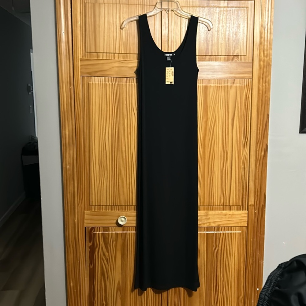 DKNY Long Black Dress Size M NWT